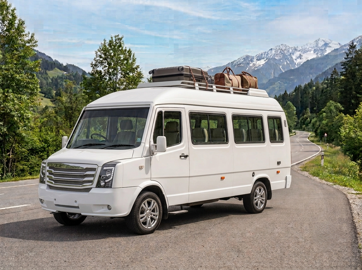 Comfortable interior of Vinayaka Travels 18 seater coach