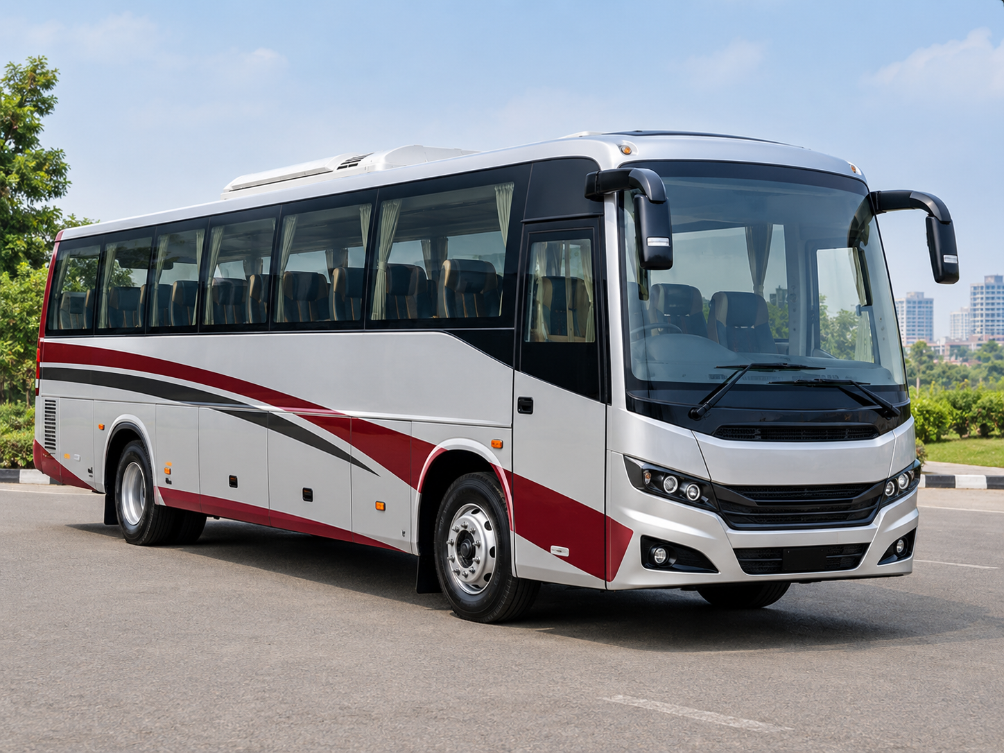 Comfortable interior of Vinayaka Travels 18 seater coach
